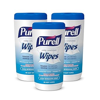 Purell进口代理批发 PURELL 手部消毒湿巾，清洁清新香味，40 片消毒湿巾桌面罐（3 件装）- 9120-03-EC