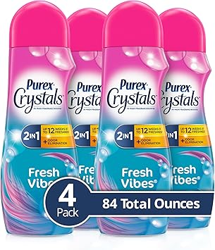 Purex进口代理批发 Purex Crystals 洗涤香氛和香味增强剂，清新氛围，21 盎司，4 件