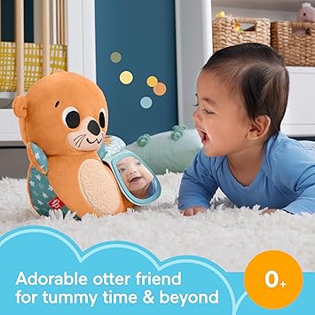 酷牌库|商品详情-Fisher-Price进口代理批发 FISHER-PRICE 婴儿毛绒感官玩具，2 合 1 Rockin Tummy Time Otter，带软书，适合新生儿 Tummy Time