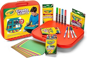 酷牌库|商品详情-Crayola进口代理批发 Crayola Create 'N Carry 艺术套装（75 件）、艺术用品套件、儿童绘画套装、艺术和工艺品用品、儿童节日礼物，5 岁以上