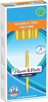 Paper Mate进口代理批发 Paper Mate 不间断自动铅笔 | 0.7毫米| HB #2 |黄桶| 12 件