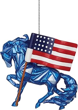 Enesco进口代理批发 Enesco Trail of Painted Ponies Wild Blue Remembering 9/11 悬挂装饰品，2.6 英寸，多色