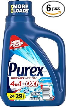 Purex进口代理批发 Purex 液体洗衣粉 Plus Oxi，Fresh Morning Burst，43.5 盎司（24 包）（6 件装）