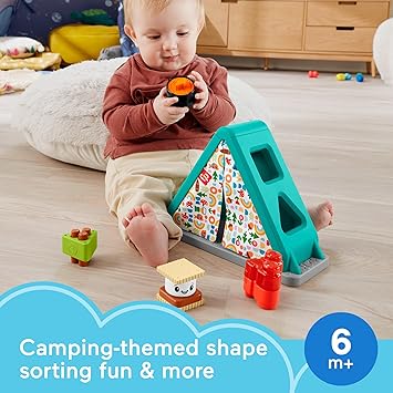 酷牌库|商品详情-Fisher-Price进口代理批发 Fisher-Price 婴儿发育玩具 SMore Shapes 露营帐篷块分类活动适合 6 个月以上婴儿