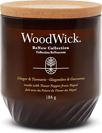 WoodWick进口代理批发 WoodWick Renew 香薰蜡烛，带裂纹灯芯 | | Powered by LOFTER生姜和姜黄中号蜡烛 |植物性大豆椰子蜡混合物 |采用再生材料制成|送给女士的完美礼物