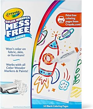 Crayola进口代理批发 Crayola Color Wonder Mess 免费着色页（50 克拉），创建您自己的着色页，空白 Color Wonder 补充装，幼儿长袜填充物，3+