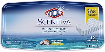 Clorox进口代理批发 Clorox 消毒湿巾 Clorox Scentiva 消毒湿拖垫补充装，用于地板清洁，太平洋微风和椰子味，12 片