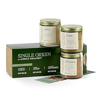 Simply Organic进口代理批发 Simply Organic Spice Set 的 Single Origin |加州大蒜、土耳其小茴香、越南肉桂 |有机认证、犹太洁食、未经辐照 | 3 件装