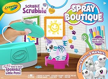 Crayola进口代理批发 Crayola Scribble Scrubbie 宠物喷雾精品店，儿童喷枪艺术套装，幼儿动物玩具，适合女孩和男孩，3+