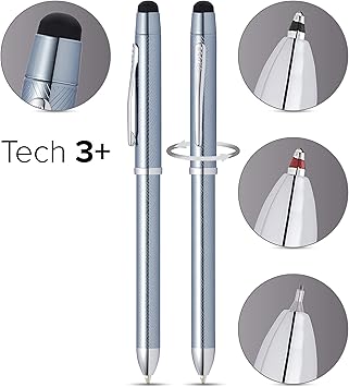 酷牌库|商品详情-Cross进口代理批发 Cross Tech3+ 雕刻可填充多功能圆珠笔，带手写笔、中号圆珠笔和铅笔，包括高级礼品盒 - 霜钢