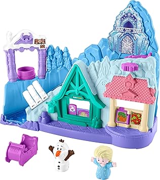 Fisher-Price进口代理批发 Fisher-Price Little People 幼儿玩具迪士尼《冰雪奇缘》阿伦黛尔雪橇冒险玩具套装带玩偶，适合 18 个月以上假装玩耍