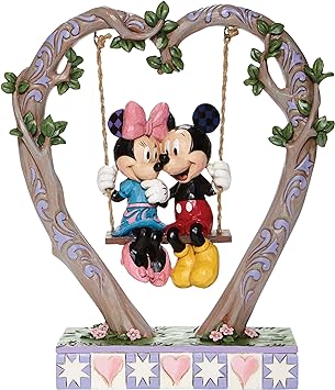 Enesco进口代理批发 Enesco Disney Traditions by Jim Shore 米奇和米妮心形秋千雕像，9 英寸，多色