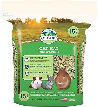 Oxbow进口代理批发 Oxbow Animal Health 燕麦干草 - 所有天然干草为兔子、豚鼠、龙猫、仓鼠和沙鼠 - 15 盎司。