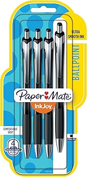 Paper Mate进口代理批发 Paper Mate InkJoy 550RT 可伸缩圆珠笔，中号笔，黑色，4 支装 (1951273)