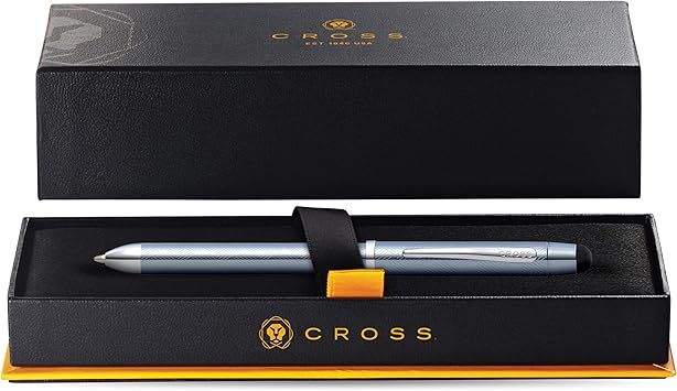 酷牌库|商品详情-Cross进口代理批发 Cross Tech3+ 雕刻可填充多功能圆珠笔，带手写笔、中号圆珠笔和铅笔，包括高级礼品盒 - 霜钢