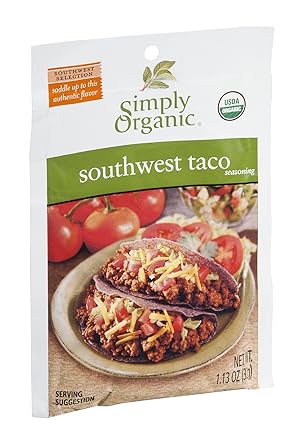 Simply Organic进口代理批发 Simply Organic Southwest Taco，调味料混合物，有机认证，1.13 盎司包（12 包）（ V