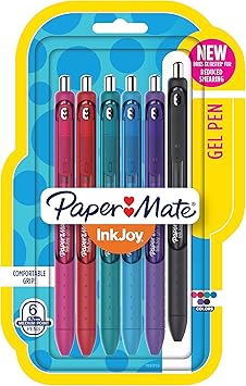 Paper Mate进口代理批发 Paper Mate InkJoy 中性笔，中号，多种颜色，6 支装