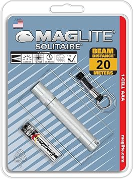 MagLite进口代理批发 Maglite Solitaire 白炽 1 芯 AAA 手电筒，银色