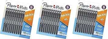 Paper Mate进口代理批发 Paper Mate InkJoy 中性笔，中号，10 克拉，黑色 - 3 支装