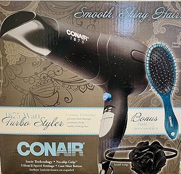 CONAIR进口代理批发 Conair 1875 瓦涡轮造型器吹风机 234SB 黑色/镀铬