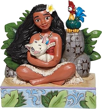 Enesco进口代理批发 Enesco 迪士尼传统由 Jim Shore Moana 设计，带 Pua 和 HEI HEI 雕像，5.25 英寸，多色