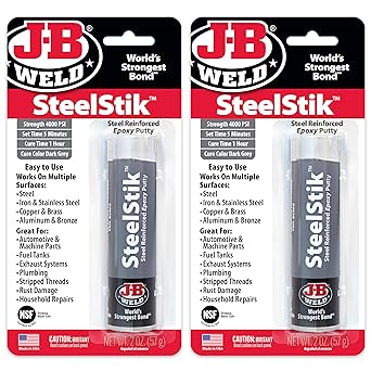 酷牌库|商品详情-J-B Weld进口代理批发 JB Weld SteelStik，1 小时固化，钢增强环氧腻子棒 - 2 件装，深灰色 (8267-2)