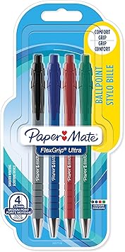 Paper Mate进口代理批发 Paper Mate Flexgrip 超伸缩圆珠笔 |中点 (1.0mm) |各种颜色 | 4 计数