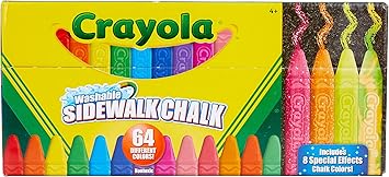 Crayola进口代理批发 Crayola Ultimate 可水洗粉笔系列（64 克拉）、散装人行道粉笔、儿童户外粉笔、防滚棒、学校用品