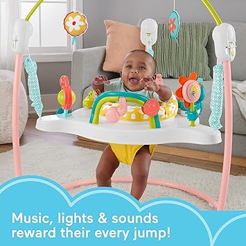 酷牌库|商品详情-Fisher-Price进口代理批发 Fisher-Price 婴儿摇椅活动中心 Blooming Fun Jumperoo 配有音乐灯和婴儿发育玩具