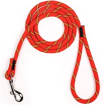 Atwood Rope进口代理批发 Atwood Rope MFG 编织狗牵引绳 3/8 英寸 5 英尺（红色，带黄色和黑色示踪剂）