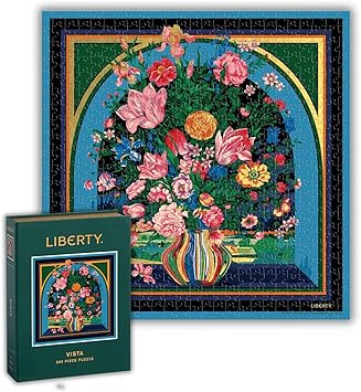 Galison进口代理批发 Galison Liberty Vista 500 片图书拼图，带有标志性植物 Liberty 传家宝印刷艺术品，装在磁性纪念品书大小的盒子中