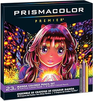 酷牌库|商品详情-Prismacolor进口代理批发 Prismacolor Premier 彩色铅笔，漫画颜色，23 支装，带卷笔刀