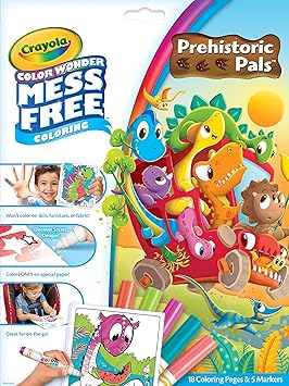 Crayola进口代理批发 Crayola Color Wonder Prehistoric Pals、恐龙着色页、幼儿无乱着色、恐龙玩具和礼品、袜子填充物