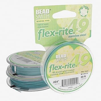 The Beadsmith进口代理批发 Beadsmith Flex-Rite 线 49 股，尼龙涂层，不锈钢串珠线绿色，直径 024，30 英尺线轴柔性线，用于项链、手链和珠宝制作