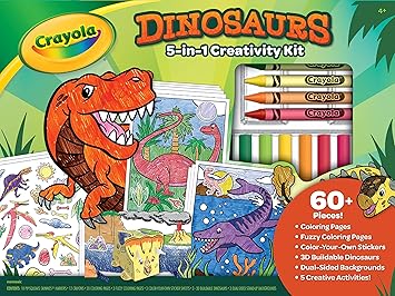 Crayola进口代理批发 Crayola 恐龙 5 合 1 儿童艺术套件、恐龙玩具、儿童艺术套装、适合男孩和女孩的恐龙礼物，适合 4 岁以上