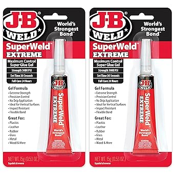 J-B Weld进口代理批发 JB Weld Superglue 凝胶 15 克 2 包 - SuperWeld Extreme Gel