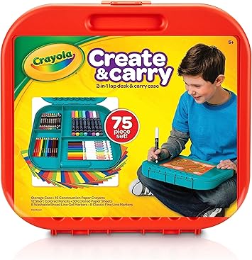 Crayola进口代理批发 Crayola Create 'N Carry 艺术套装（75 件）、艺术用品套件、儿童绘画套装、艺术和工艺品用品、儿童节日礼物，5 岁以上