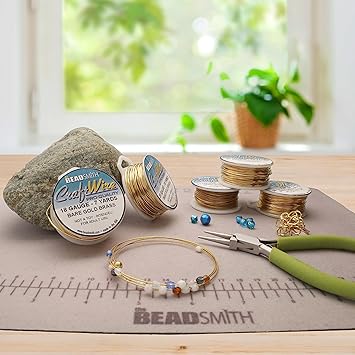 酷牌库|商品详情-The Beadsmith进口代理批发 Beadsmith 线元件工艺线防锈、软性、圆形、裸金黄铜色 0.41 毫米、26 规格、30 码线轴珠宝制作、绕线、花卉和其他 DIY 工艺品