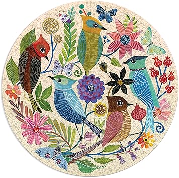 酷牌库|商品详情-Galison进口代理批发 Galison Circle of Avian Friends 1000 片圆形拼图 Galison - 具有挑战性的拼图，由 Geninne Zlatkis 制作，具有令人惊叹的鸟类和花卉艺术，厚实坚固的拼图，是一份很棒的礼物！