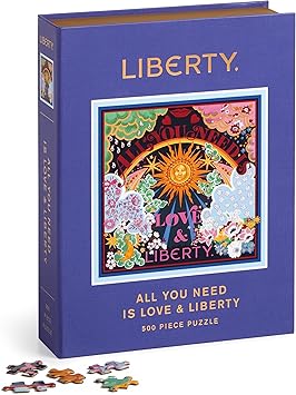 酷牌库|商品详情-Galison进口代理批发 Galison Liberty All You Need is Love 500 片书籍拼图，带有标志性彩色 Liberty Thorpe 印刷艺术品，装在磁性纪念品书大小的盒子中