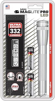 MagLite进口代理批发 Mag Instrument Maglite 迷你 Mag AA Pro LED 手电筒 332 流明 - 银色 - SP2P10H