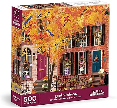 Galison进口代理批发 Joy Laforme Good Puzzle Co Fall in The Neighborhood 500 块拼图以邻里秋日的美丽艺术品为特色