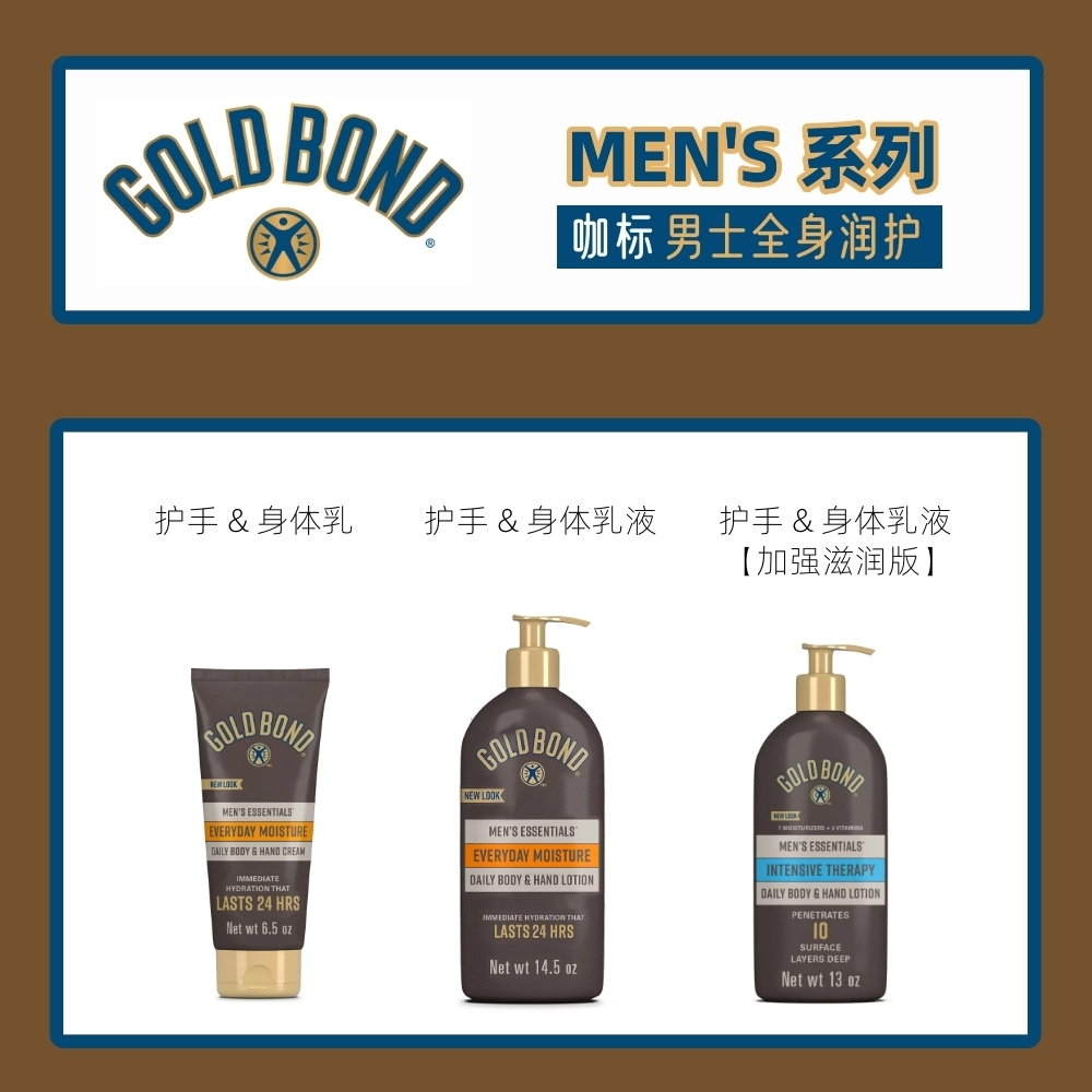 酷牌库|商品详情-进口代理批发现货Gold Bond男士用身体乳护手霜Men's Essentials Everyday