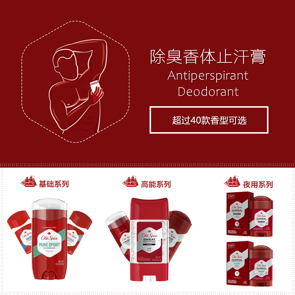 酷牌库|商品详情-进口代理批发Old Spice老帆船男士用香体膏除臭剂Deodorant香水Antiperspirant