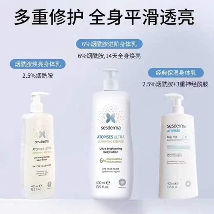 进口代理批发保税！新版6%！sesderma焕白身体乳烟酰胺保湿滋润匀净嫩白400ml