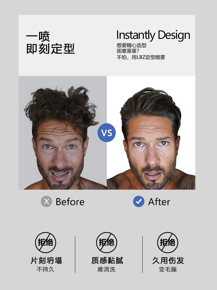 酷牌库|商品详情-进口代理批发LBZ定型喷雾 强力持久古龙清香发胶喷雾定型男士头发发型造型干胶