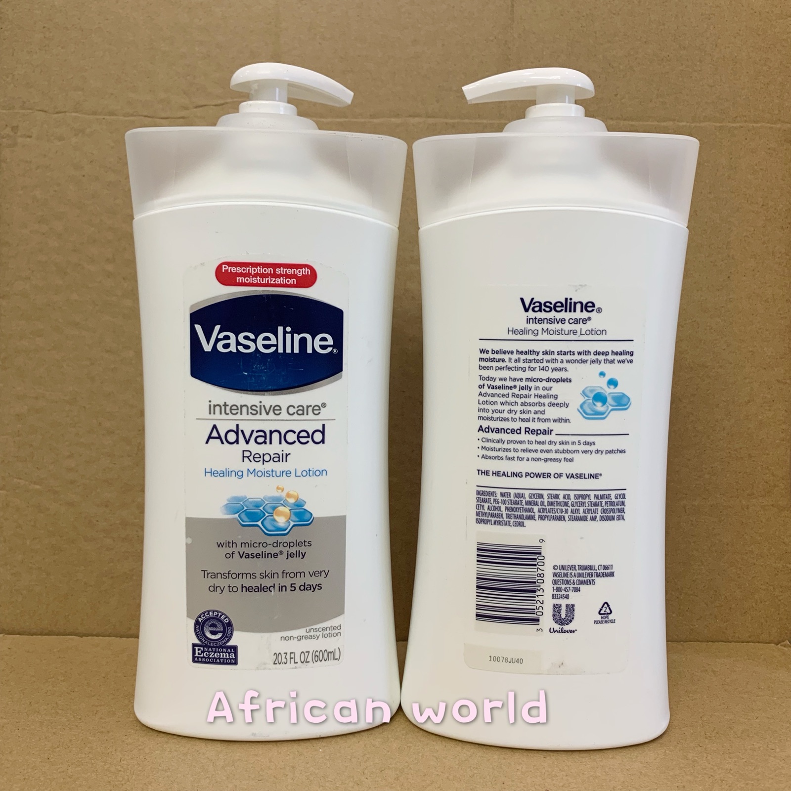 进口代理批发Vaseline body lotion美国凡士林保湿修复无香身体乳润肤霜600ml