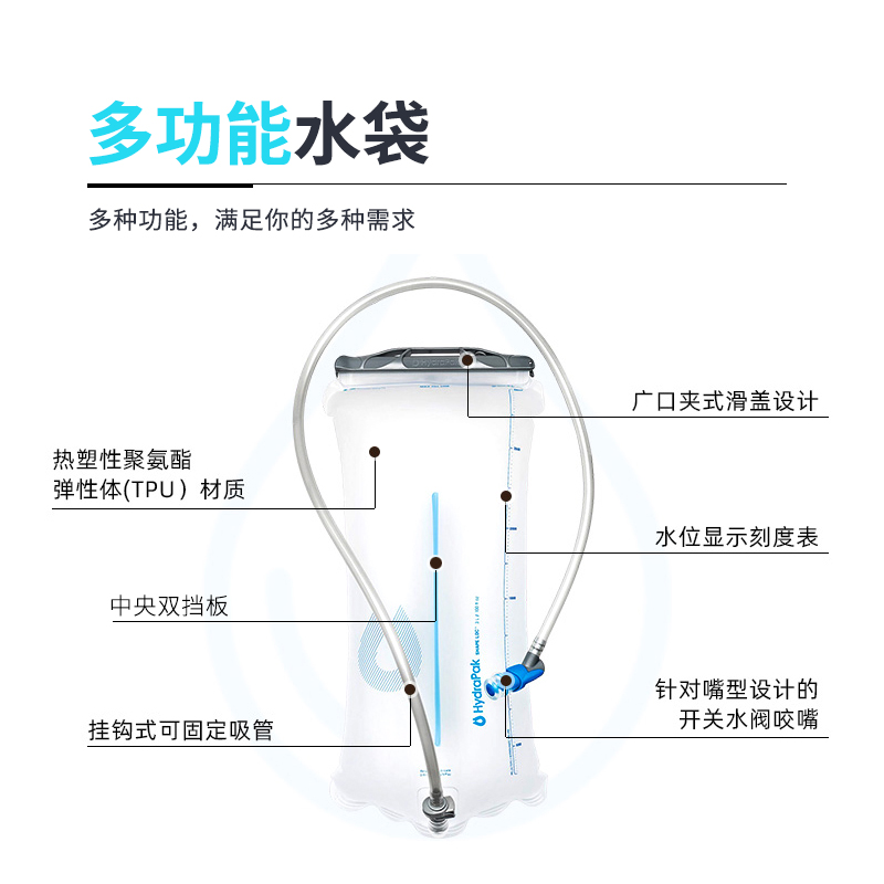 酷牌库|商品详情-进口代理批发美国hydrapak水得派户外运动软水袋便携式跑步登山大容量背包水袋