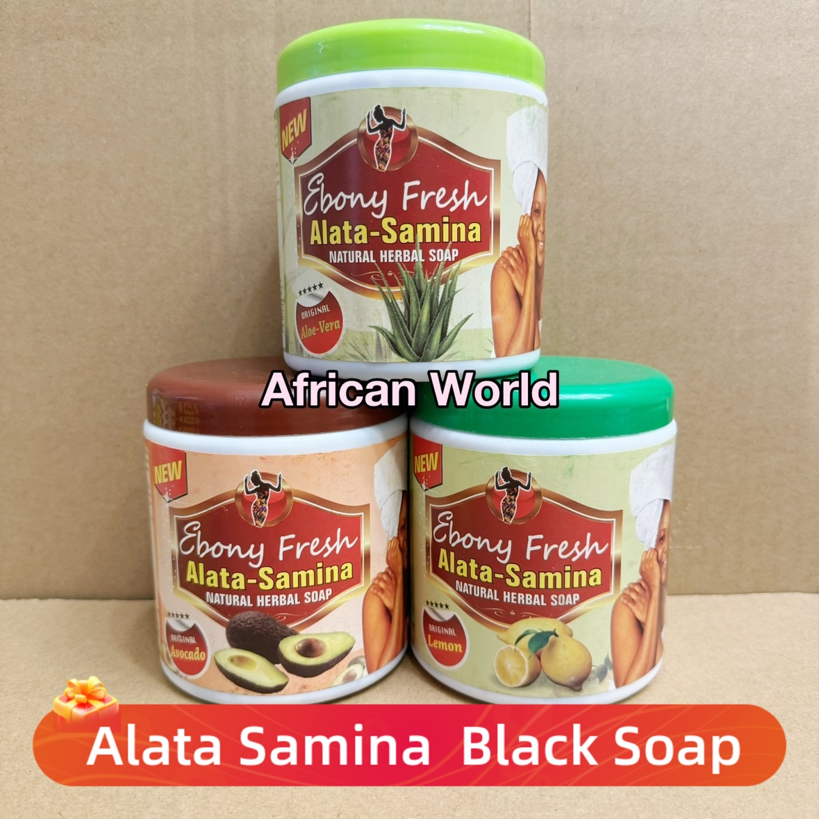 进口代理批发Africa Alata-Samina Black Soap非洲加纳柠檬芦荟牛油果肥皂黑皂