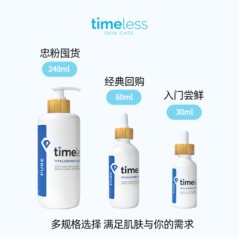 酷牌库|商品详情-进口代理批发旗舰发~到24.12~Timeless 100%透明质酸玻尿酸原液精华深层补水